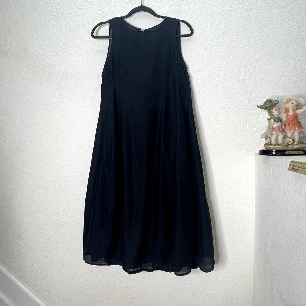 'S Max Mara Womens US 4 Small Black Sleeveless A-Line Midi Dress Pockets